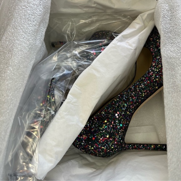 Jimmy Choo Romy 85 Boho Multi Glitter Mix Rainbow Black Heels Pumps - Picture 9 of 11